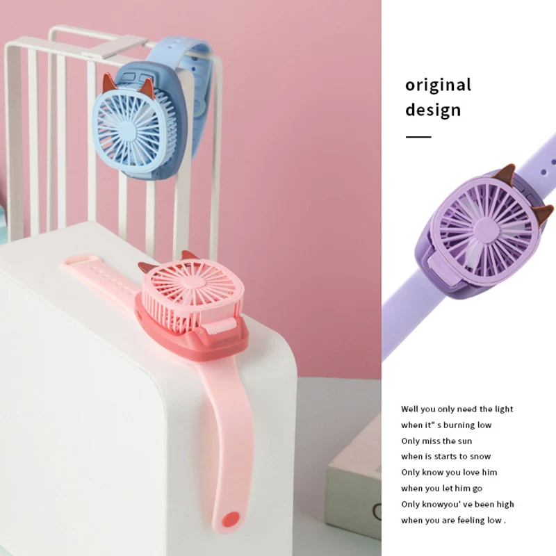 

Mini Carry Soft Wrist Fan Watch Air Cooler with RGB Light USB Rechargeable 3 Speed Adjustable for Student Kids Mini Fan H-best