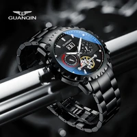 guanqin automatic mechanical watch casual fashion automatic bracelet stainless steel sapphire mens accessories stainless steel