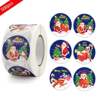 500 pcs merry christmas stickers roll cartoon santa claus snowman decorative stickers wrapping gift box label christmas tags