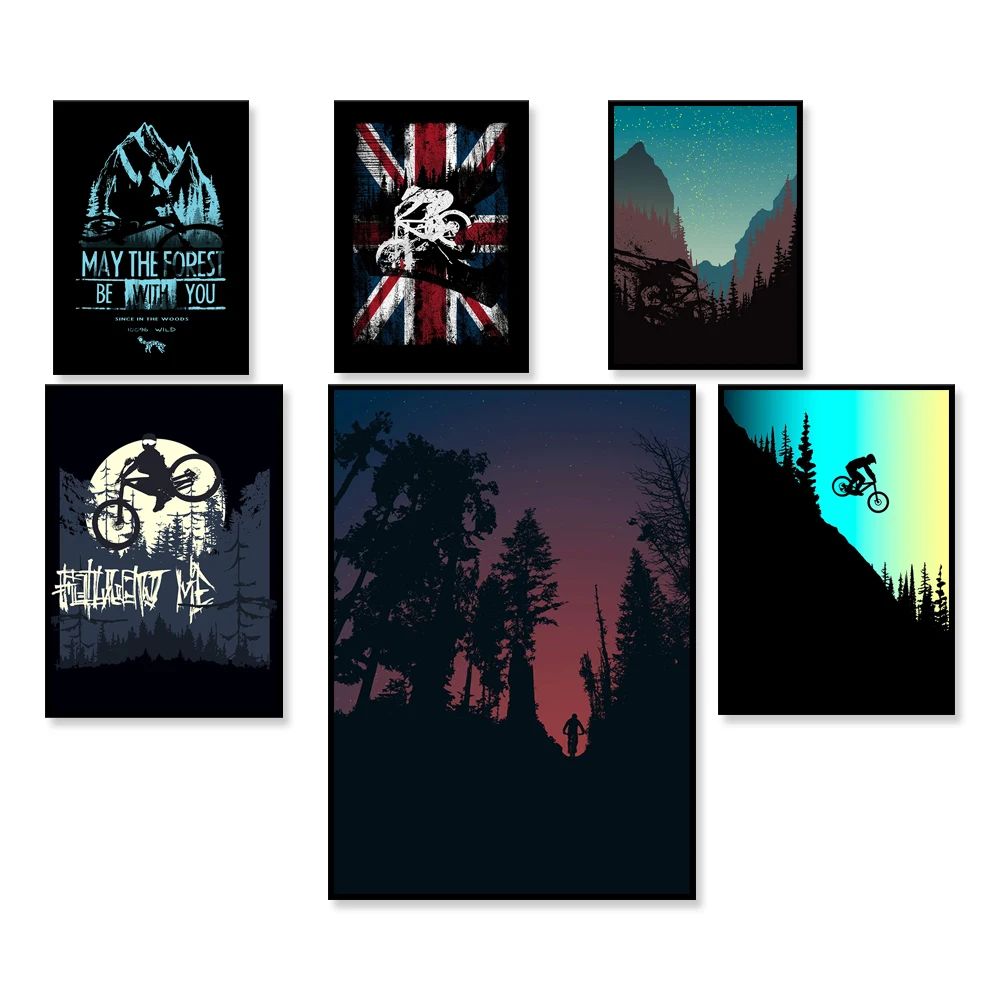 Печать на горном велосипеде холст постер настенное Искусство горный велосипед