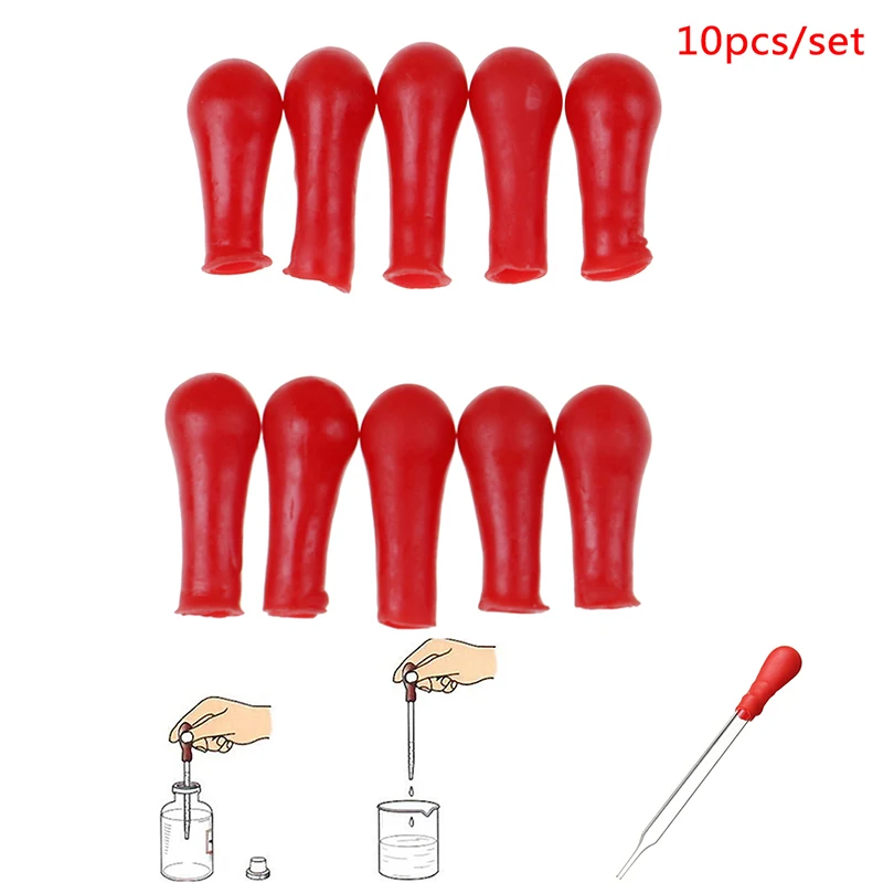 

10Pcs Dropper Red Rubber Bulb Head Dropping Bottle Insert Pipette Lab Supplies Hot sale
