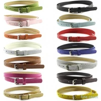 14 colors belts women faux leather small waistband sweet girls solid color strap adjustable belts