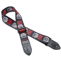 137cm long 5cm wide rock tiger printed guitar bass strap polyester w leather head