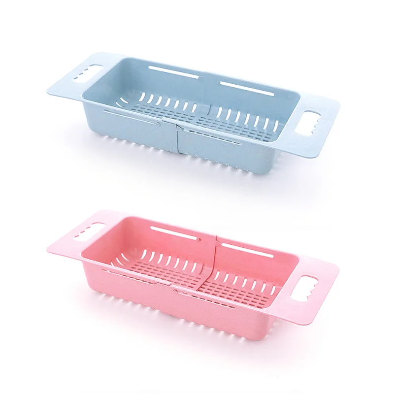1pc new plastic adjustable dish drainer sink drain basket washing vegetable fruit drying rack practical organizer kitchen gadget free global shipping