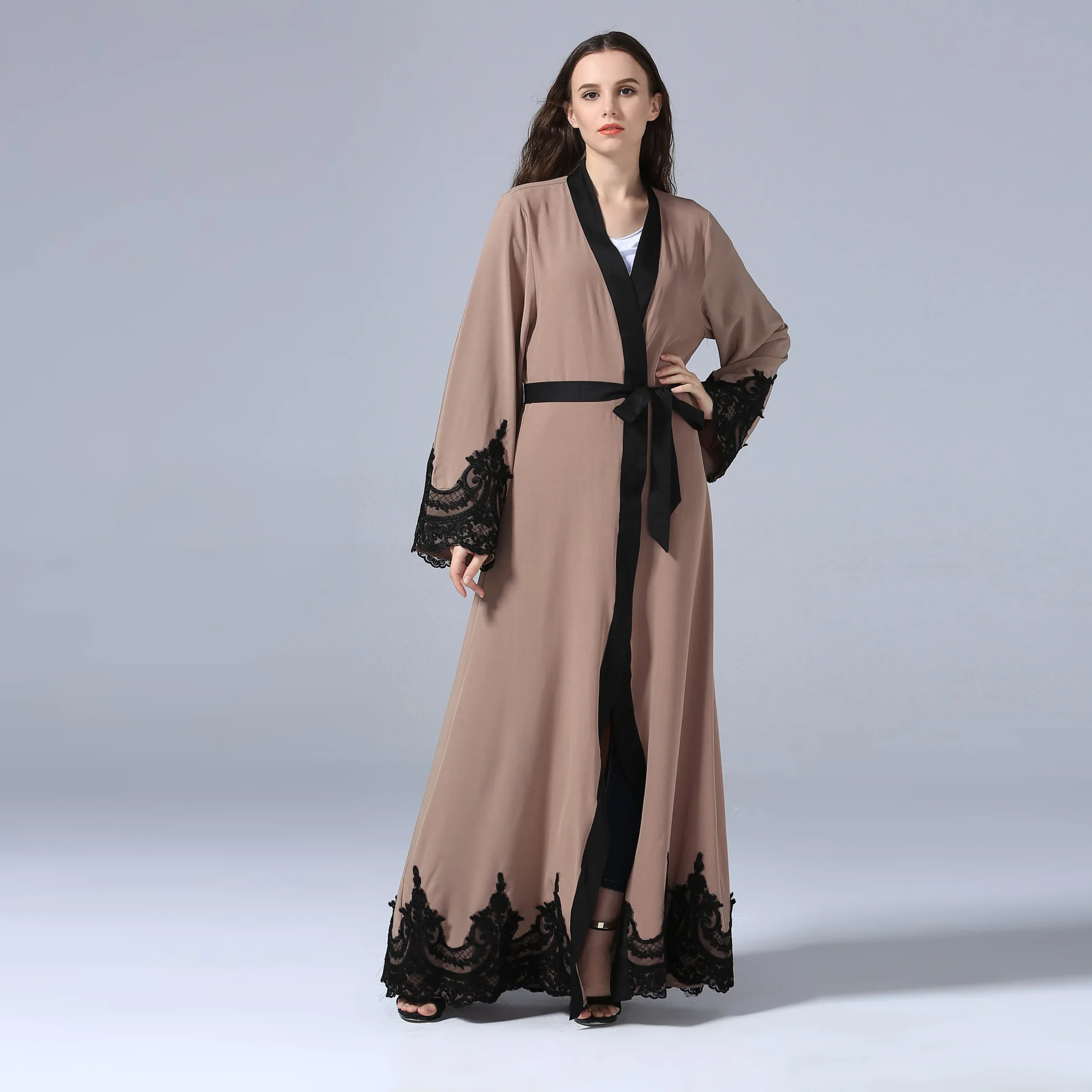 

Fashion embroidered robe Turkish casual cardigan Islamic long cardigan dress