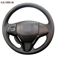 black artificial leather diy car steering wheel cover for honda city 2014 2019 fit 2014 2019 jazz 2014 2019 hr v hrv 2016