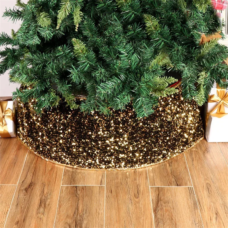

Юбки для рождественской елки, блестящая юбка для елки, тканевый ковер, круглые золотые блестки, коврики для рождественской елки, Красивая ел...