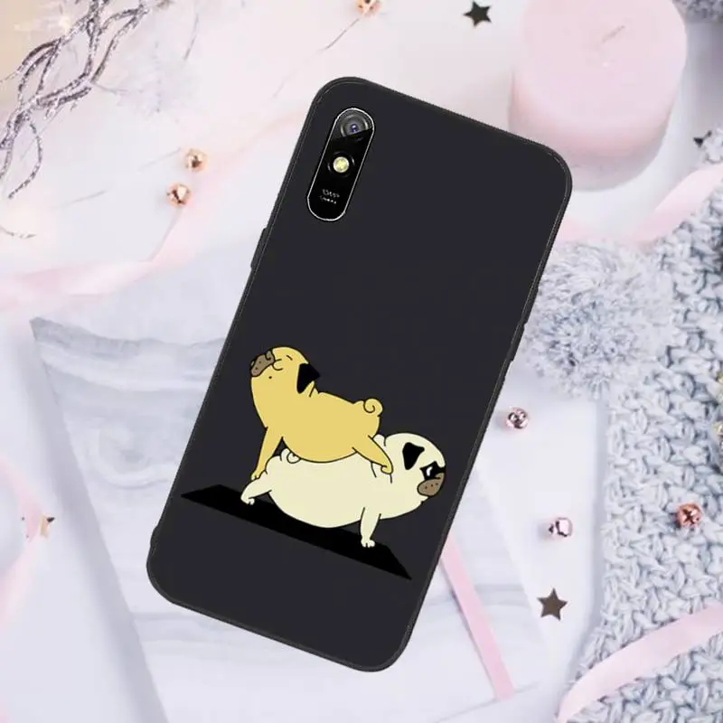 

Cute Cartoon Pug Animal Yoga Phone Cases For Xiaomi Mi Redmi Note 7 8 9 pro 8T 9T 9S 9A 10 Lite pro