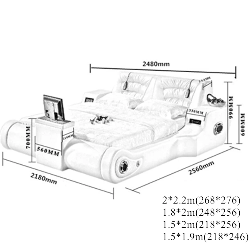 Настоящая Натуральная кожа кровать ТВ мягкие кровати спальня camas горит muebles de