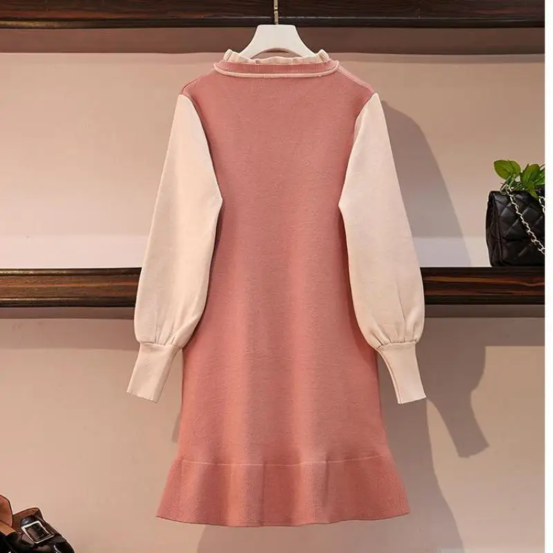 2019 осенне-зимнее женское модное однотонное трикотажное платье с