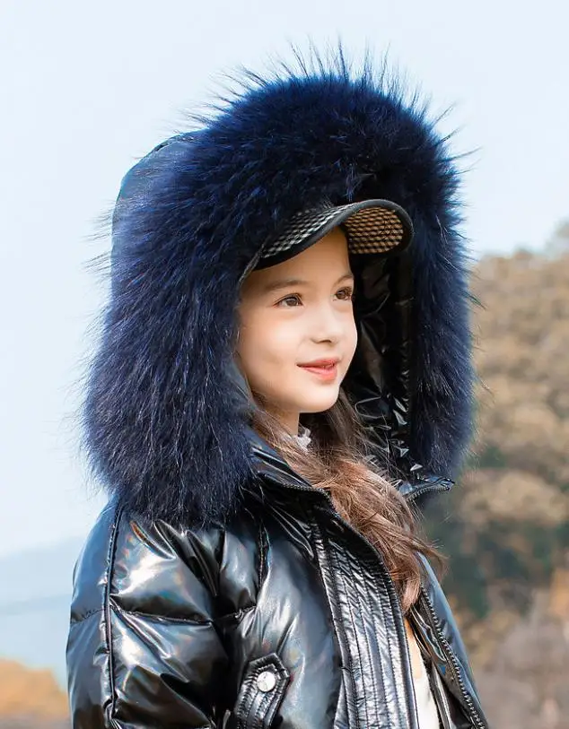 

Winter Overalls Children Real Fur Collar Hooded Thicker Warm Coat Parka Kids Clothes Down Jackets Clothing For Girls Y3707