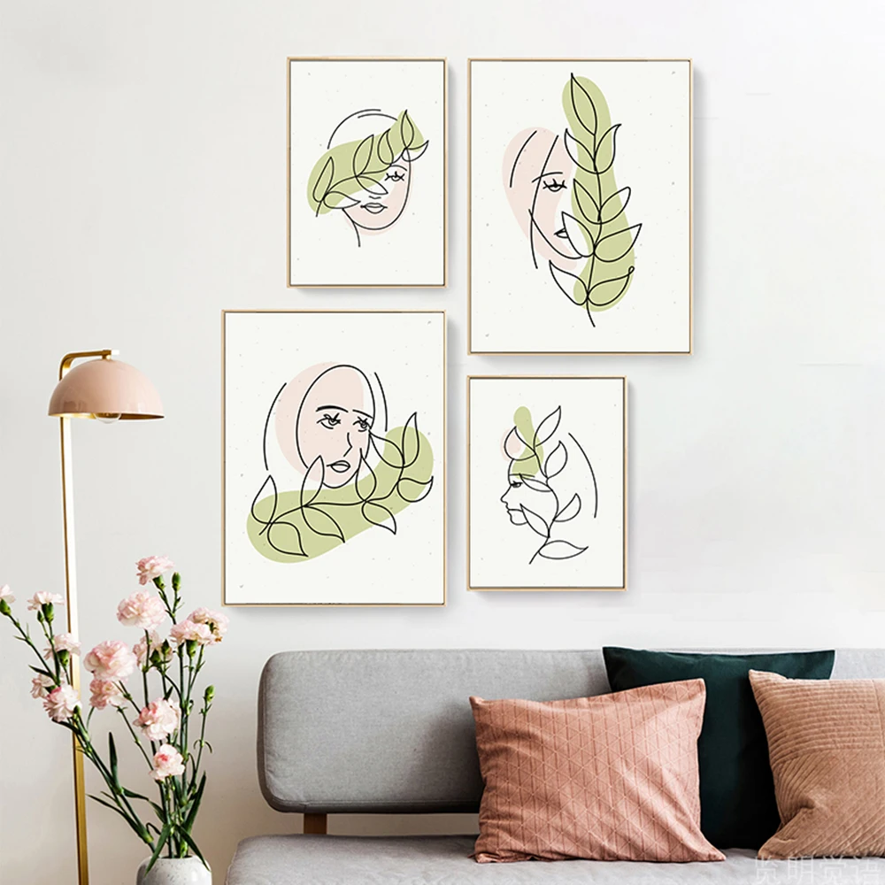 

Абстрактная Картина на холсте с изображением женщины и лица