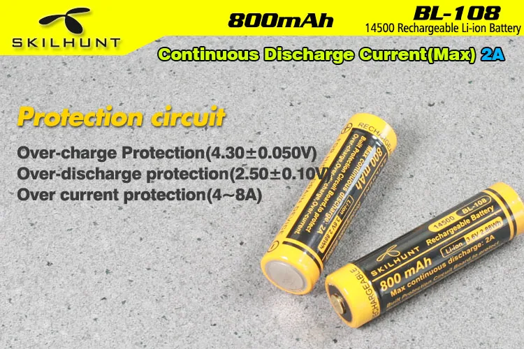 Skilhunt BL-108 3,6 V 800mAh 14500 литий-ионная аккумуляторная батарея