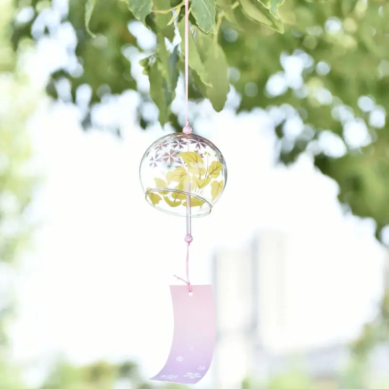 Wind Chimes Japan Style Wind Bells Wind Chimes Minimalism Handpaint Sakura Glass Home Garden Hanging Wind Bells Decoration