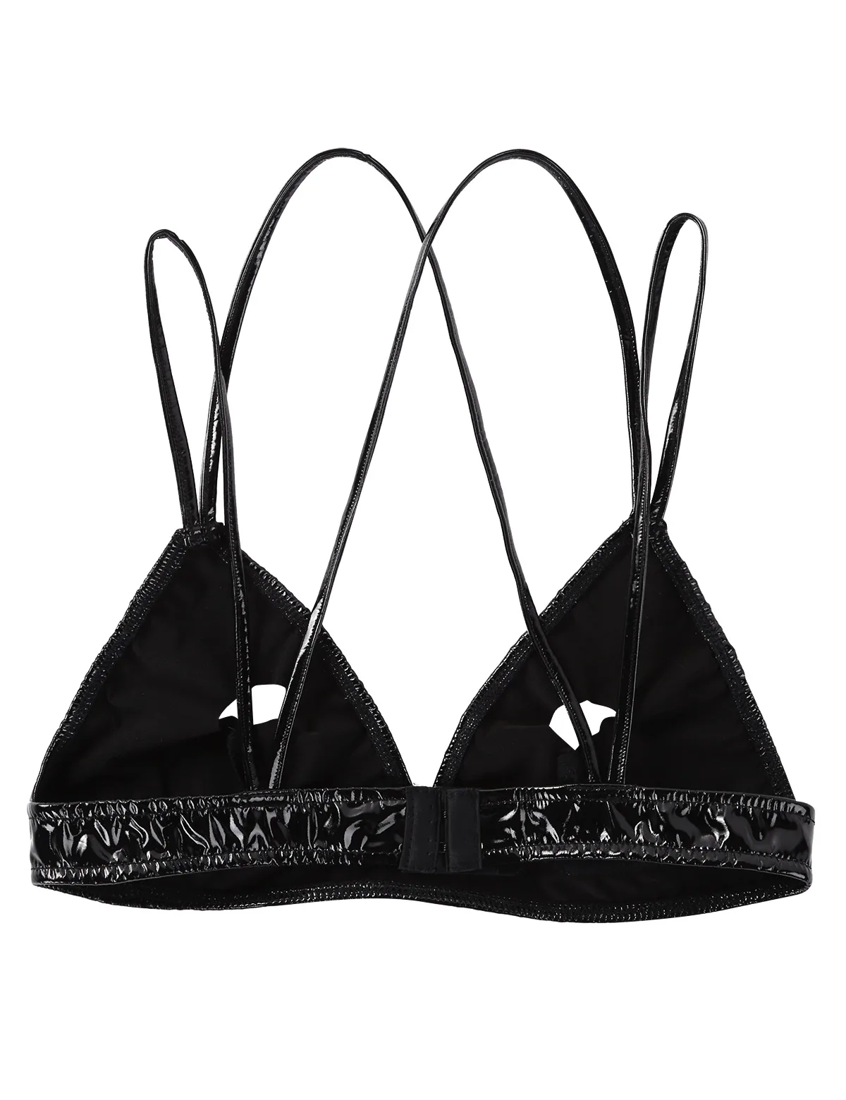 Iiniim, женское нижнее белье, модное, Wetlook, из искусственной кожи, треугольные, открытые чашечки, с дырками, для сосков, для Сисси, с вырезами, с перекрестными ремешками, бюстгальтер, Топ