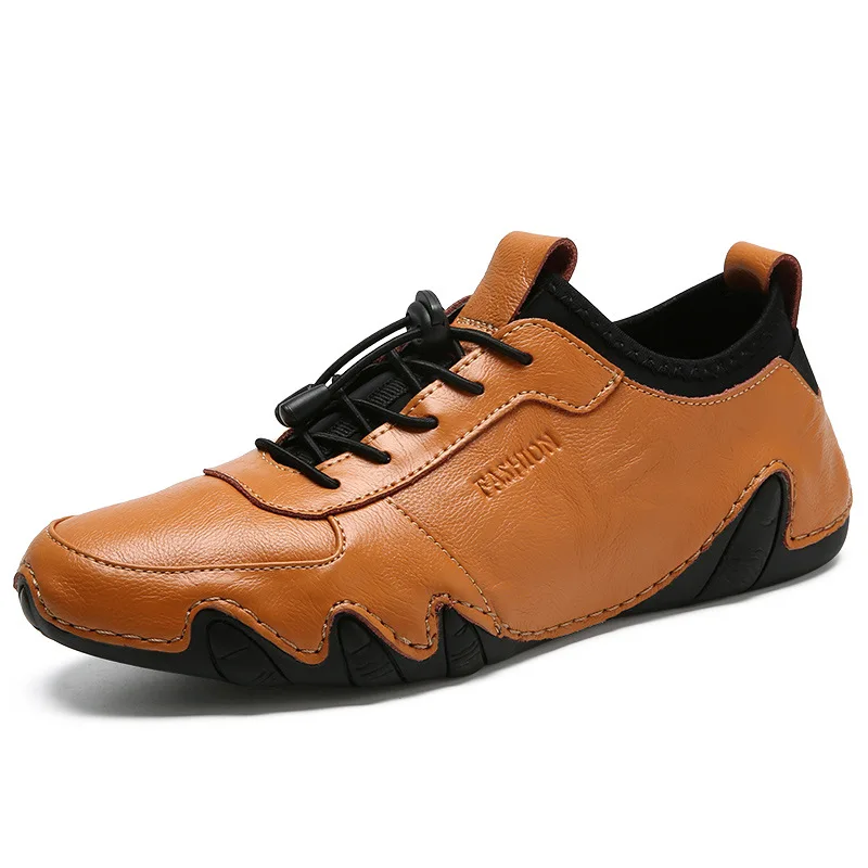 

Breathable Genuine Leather Men Shoes Men Casual Shoes Summer Mens Loafers Slip-on Soft Men's Flat Shoes Driving Shoes Leather 35