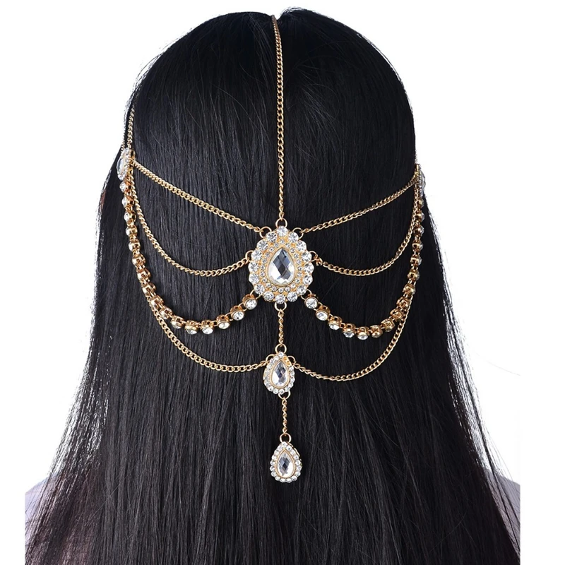

Exotic Amorous Feelings Rhinestone Headgear Pendant Wave Tassel Chain Set Rhinestone Forehead Is Acted The Role Of Hair