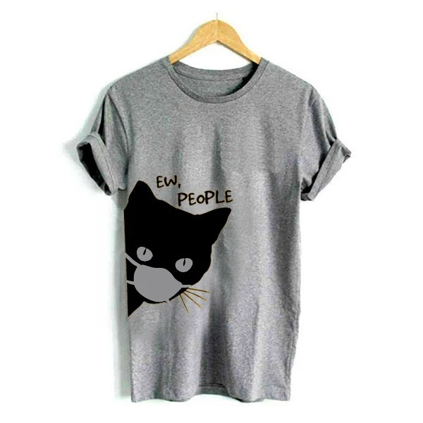 Женская футболка с коротким рукавом круглым вырезом и принтом кошки | одежда