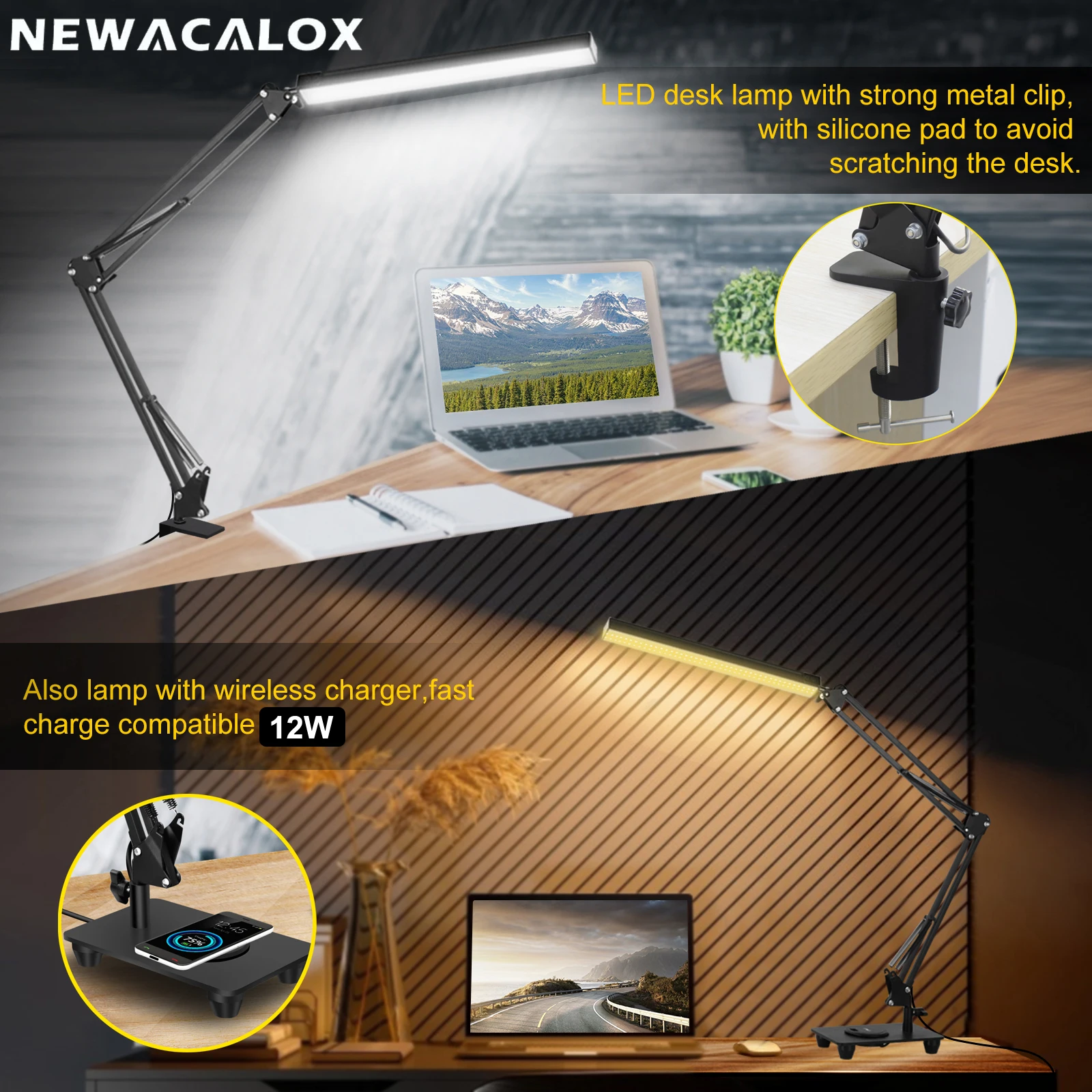 

Светодиодная настосветильник лампа с беспроводным зарядным устройством, 12 Вт