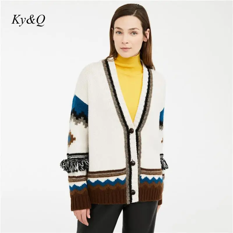 Женский шерстяной свитер с V-образным вырезом и длинным рукавом |