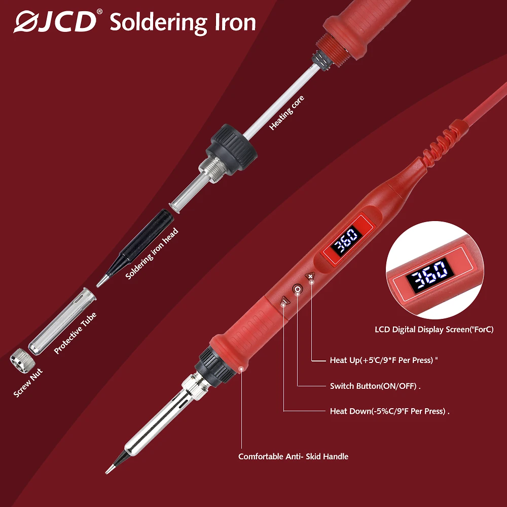 Паяльная станция JCD 908U многофункциональный паяльник с ЖК-дисплеем и кнопками для