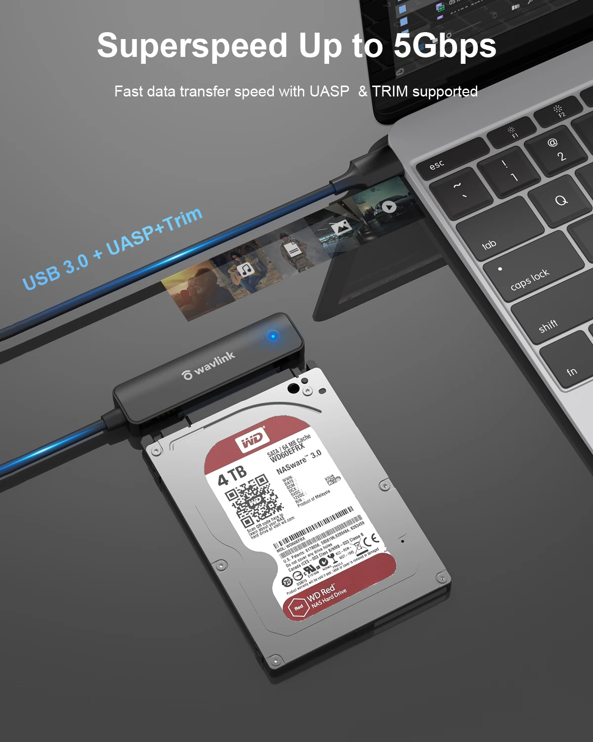 Wavlink USB C SATA 3 кабель Sata к 0 адаптер до 5 Гбит/с Поддержка 2 дюйма внешний SSD HDD жесткий