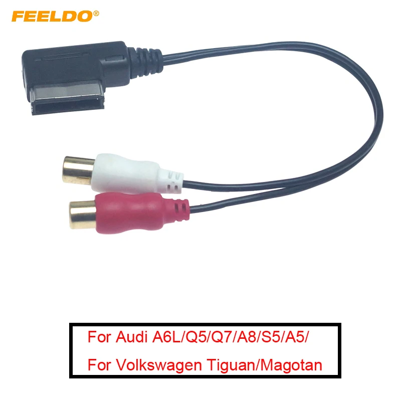 FEELDO 1 шт. аудио автомобиля Музыка MDI/AMI интерфейс для 2 RCA женский AUX кабель Audi Volkswagen
