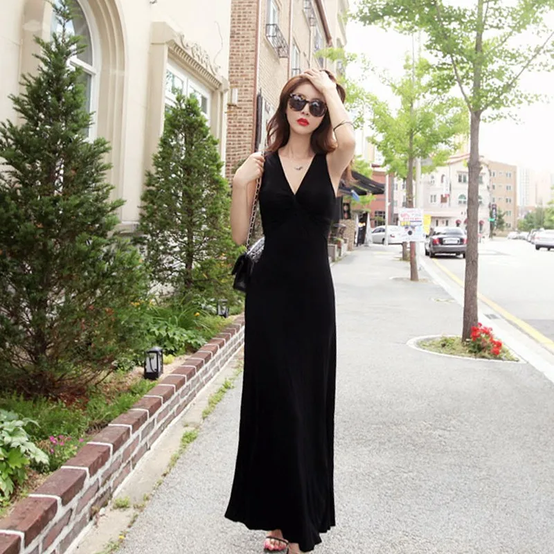 

Long Dress Modal long nightgowns women cotton Summer Sexy sleevesless women sleepwear sleep dress Casual Outdoor pijamas 2020
