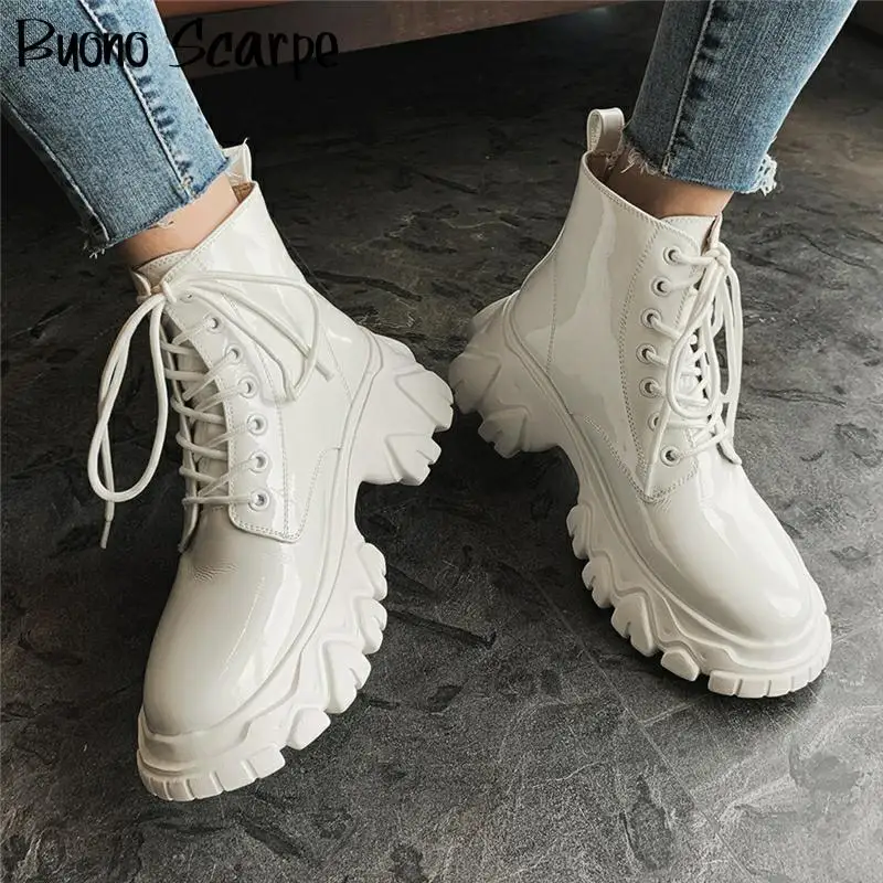 

Real Leather 2020 New Women Boots Casual Chunky Sneakers Boots Tenis Sports Shoes Lace Up Platform Shoes Dad Shoes Autumn Boots
