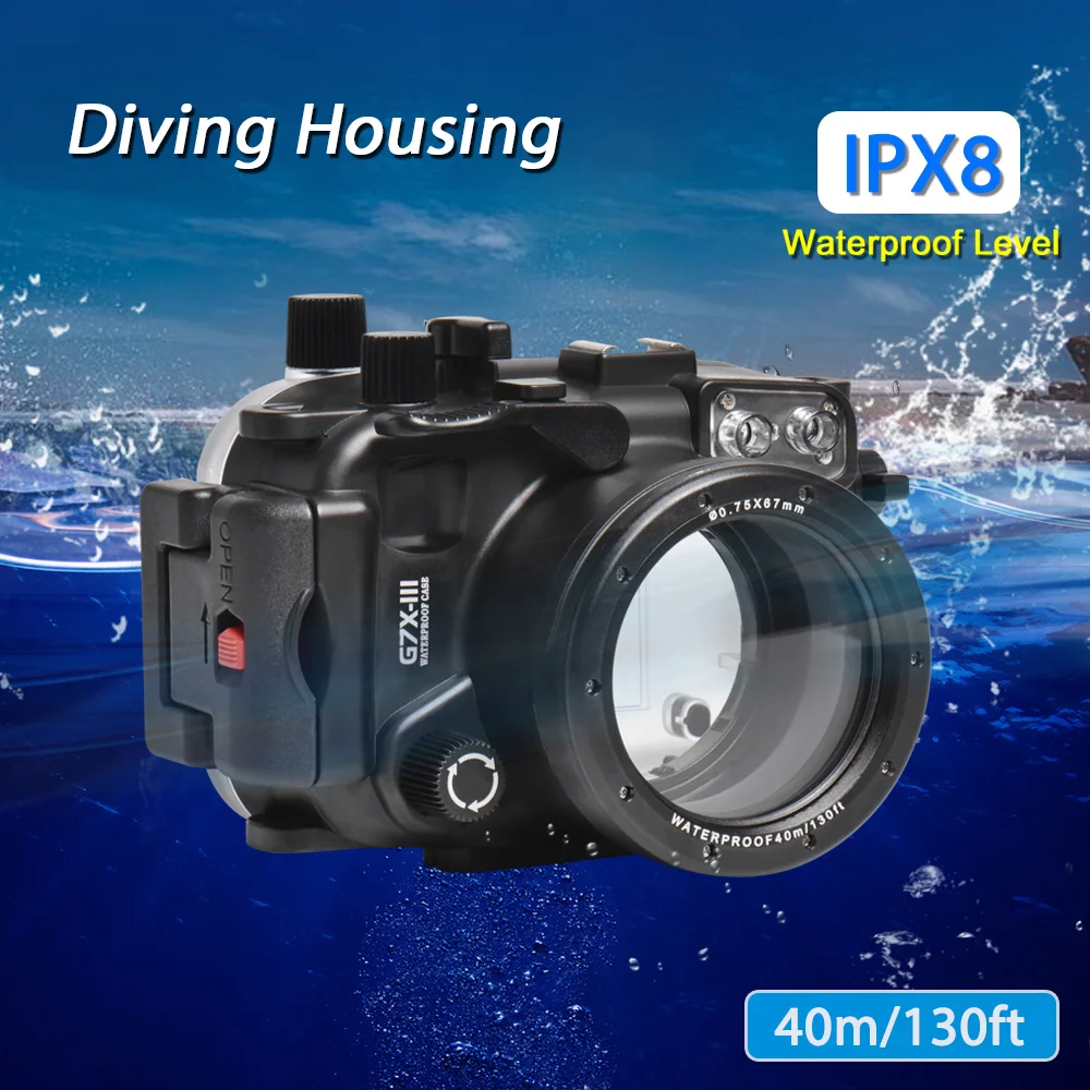 Seafrogs 40 м/130 футов подводный чехол водонепроницаемый корпус для камеры Canon G7X-III G7X