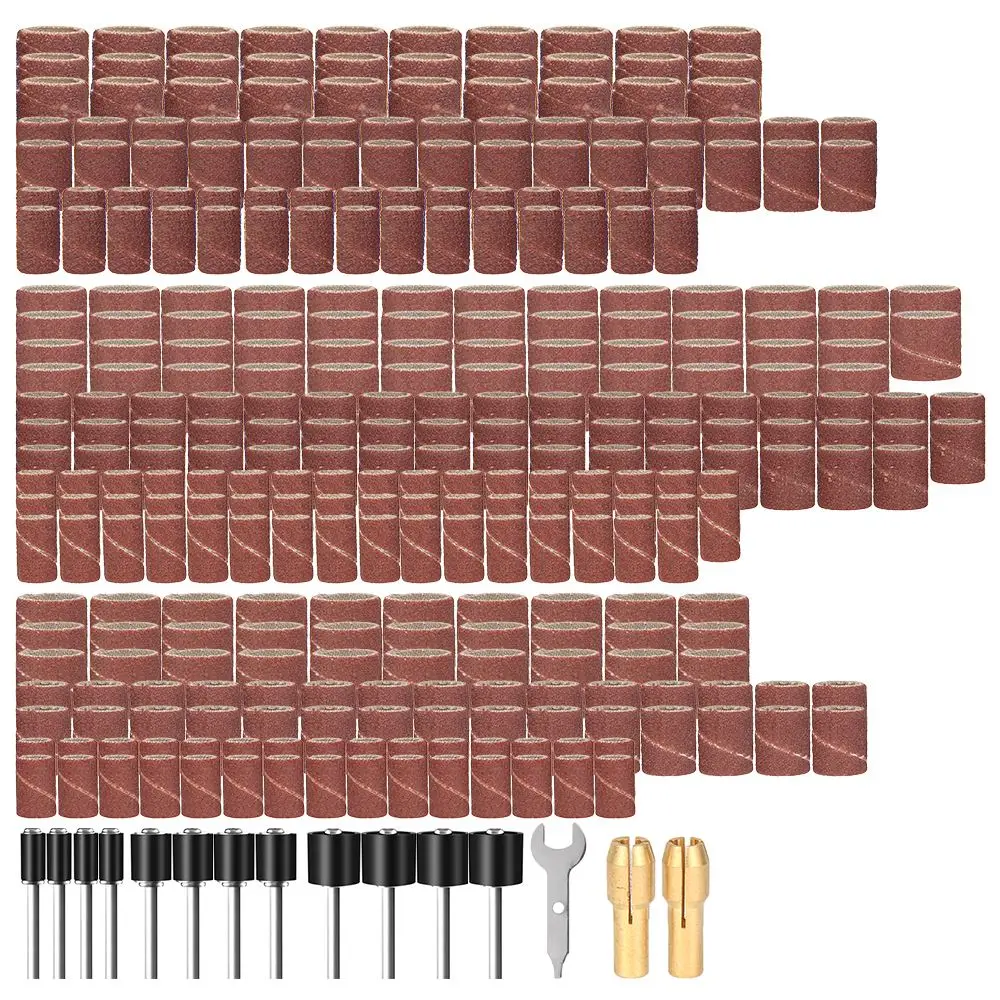 

345 PCS Sanding Drums Kit Set Sanding Band Sleeves Drum Mandrels Drill Chuck Combination Wrench for Rotary Tool Abrasive Tools