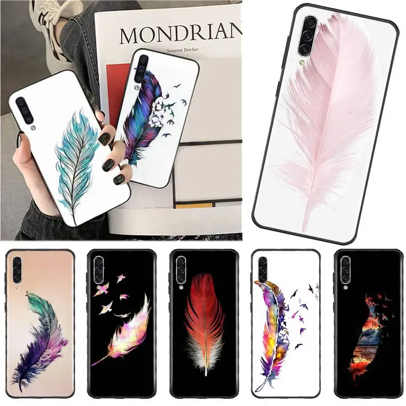 

Beautiful Feather Phone Case For Samsung A40 A50 A51 A71 A20E A20S S8 S9 S10 S20 Plus note 20 ultra 4G 5G