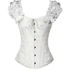 S-2XL жаккардовый корсет с оборками и рукавами Ренессанс, без бретелек, готический корсет, корсет для талии, бюстье, размера плюс