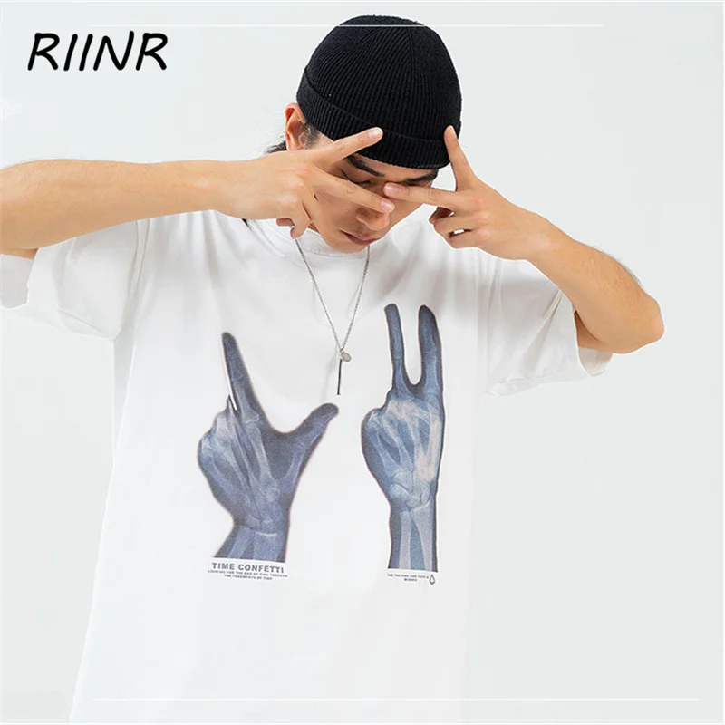 

Riinr весна/лето 2021 новые продукты мужские футболки персонализированные печатные футболки мужские свободные с коротким рукавом с круглым выр...