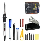 Набор цифрового паяльника 80 Вт с регулируемой температурой, ЖК-дисплей, сварочные инструменты, керамический нагреватель, наконечник для пайки, демонтажный насос
