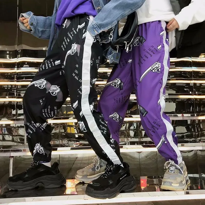 Мужские брюки-карандаш в стиле хип-хоп повседневные штаны с графическим принтом