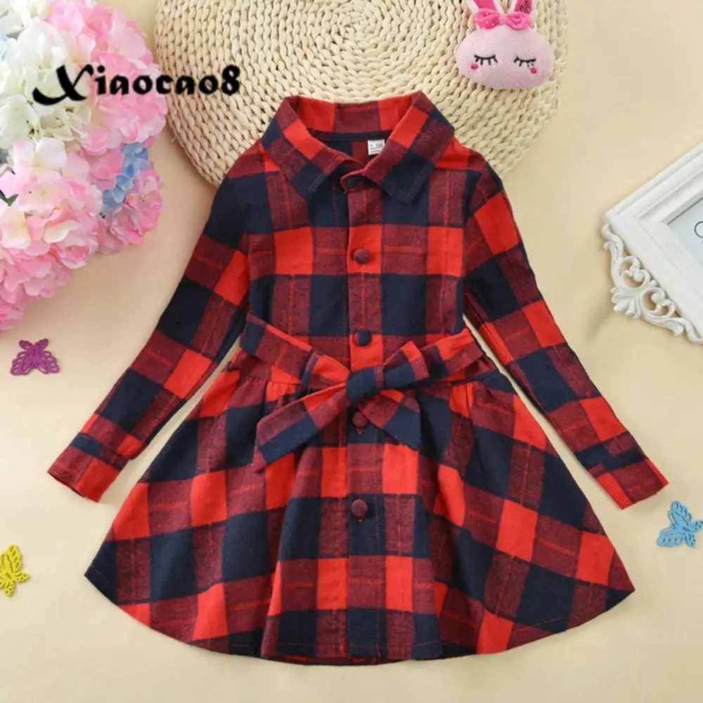 3-13Y Girls Dresses Kids Autumn Plaid Dress for Toddler Baby Winter Velvet Children Outfits Princess Party | Детская одежда и