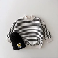 infant baby girls clothes long sleeve tees boys fashion warm turtleneck 2021 winter toddler cute striped plus velvet sweatshirt