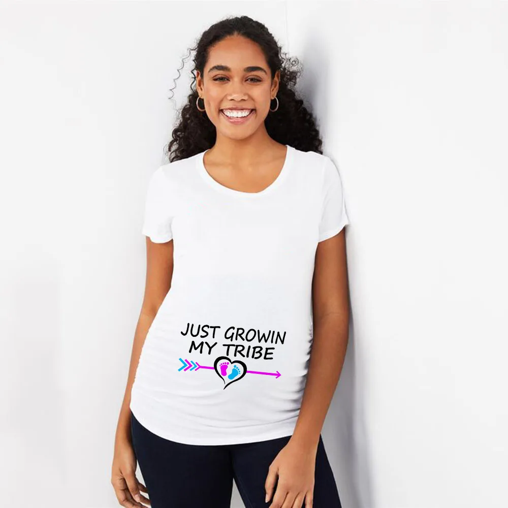 Рубашка для беременных Милая футболка с круглым вырезом и коротким рукавом