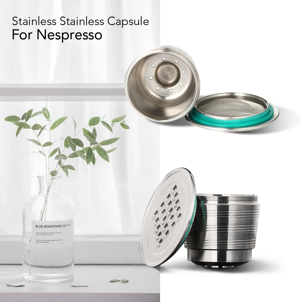 

2020 NEW Refillable Upgrade Square Hole Nespresso Stainless Steel Empty Capsules Metal Reusable Coffee Filter Cup Cafe Drippers