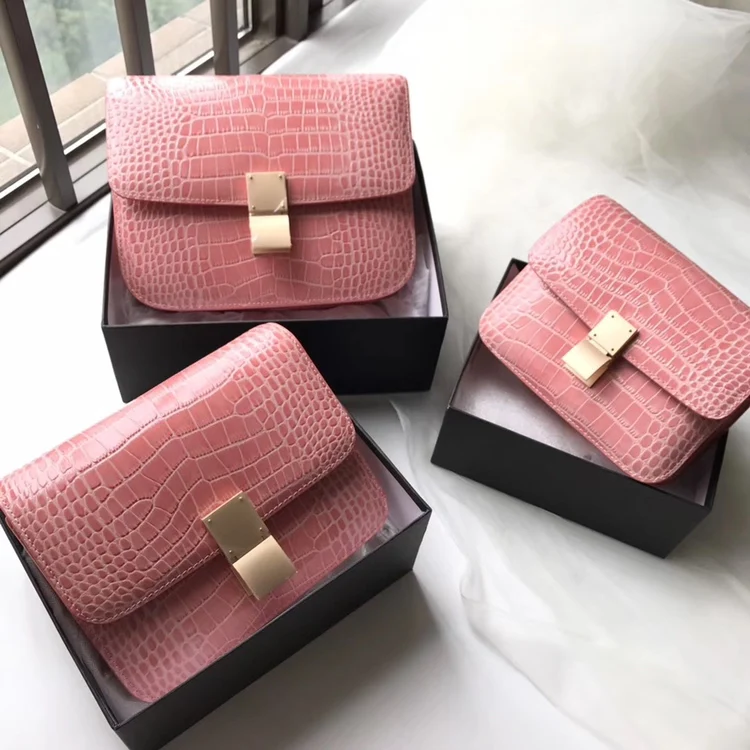 

free shipping 2020 the new style alligatorgenuine cow leather women one shoulder bag crossbody bag 7 color 3 size 18cm 20cm 23cm