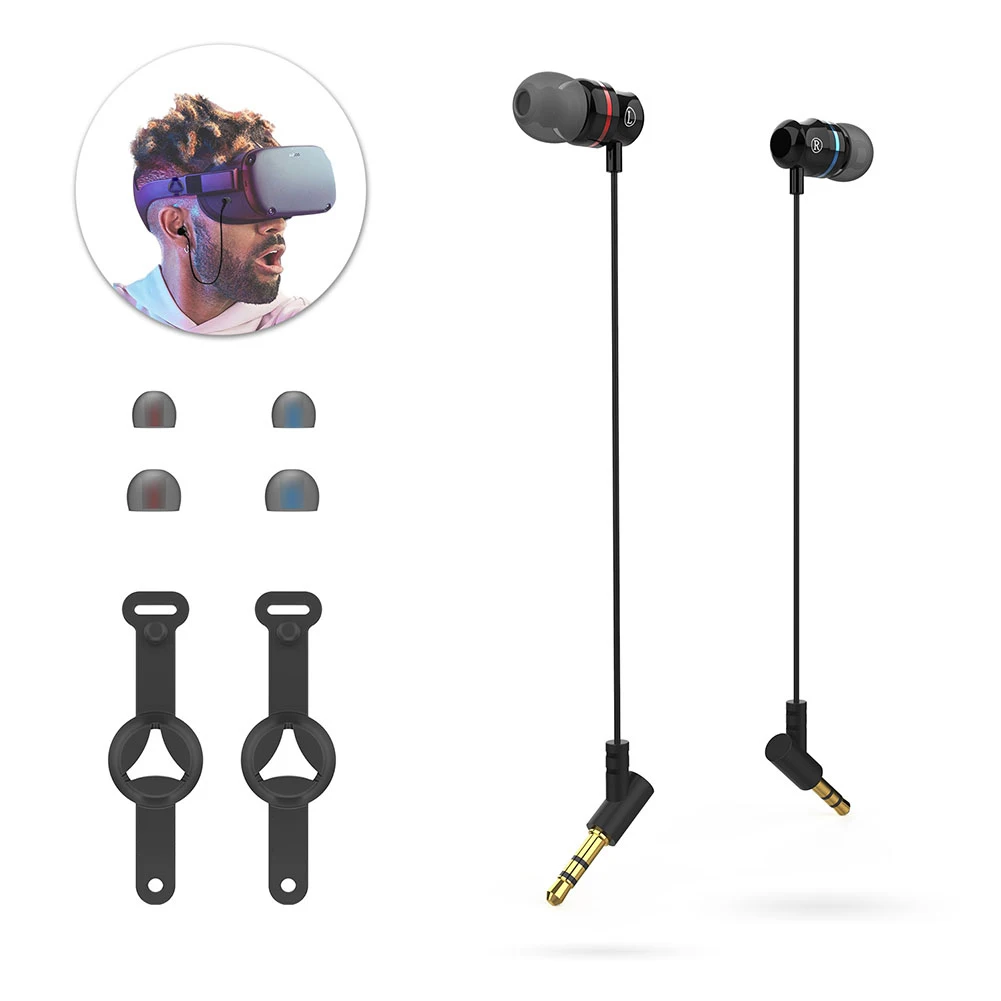 

Wired Noise Isolating Portable Earbuds Earphones Stereo Ergonomic 360 Degree Surround Game Audio For Oculus Quest VR Headset