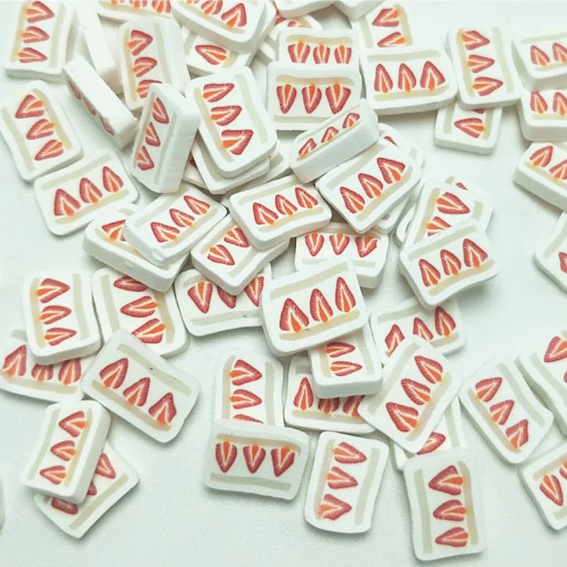 50g Sweet Strawberry Cake Slices Polymer Clay Sprinkles for Crafts DIY Making Nail Arts Phone Decoration Accessories:10mm | Дом и сад