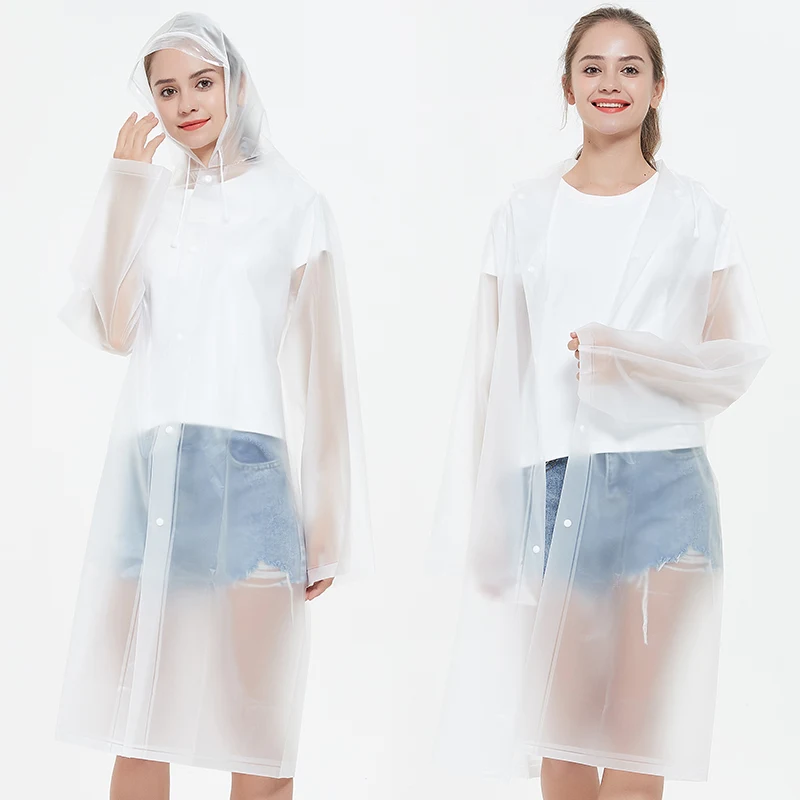 2021 EVA Белый Модный водонепроницаемый длинный дождевик с капюшоном для взрослых