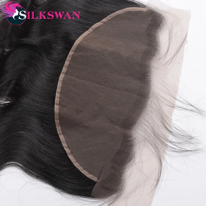 Silkswan волосы бразильские 13*4 Кружева Фронтальная волна тела Remy человеческие от уха