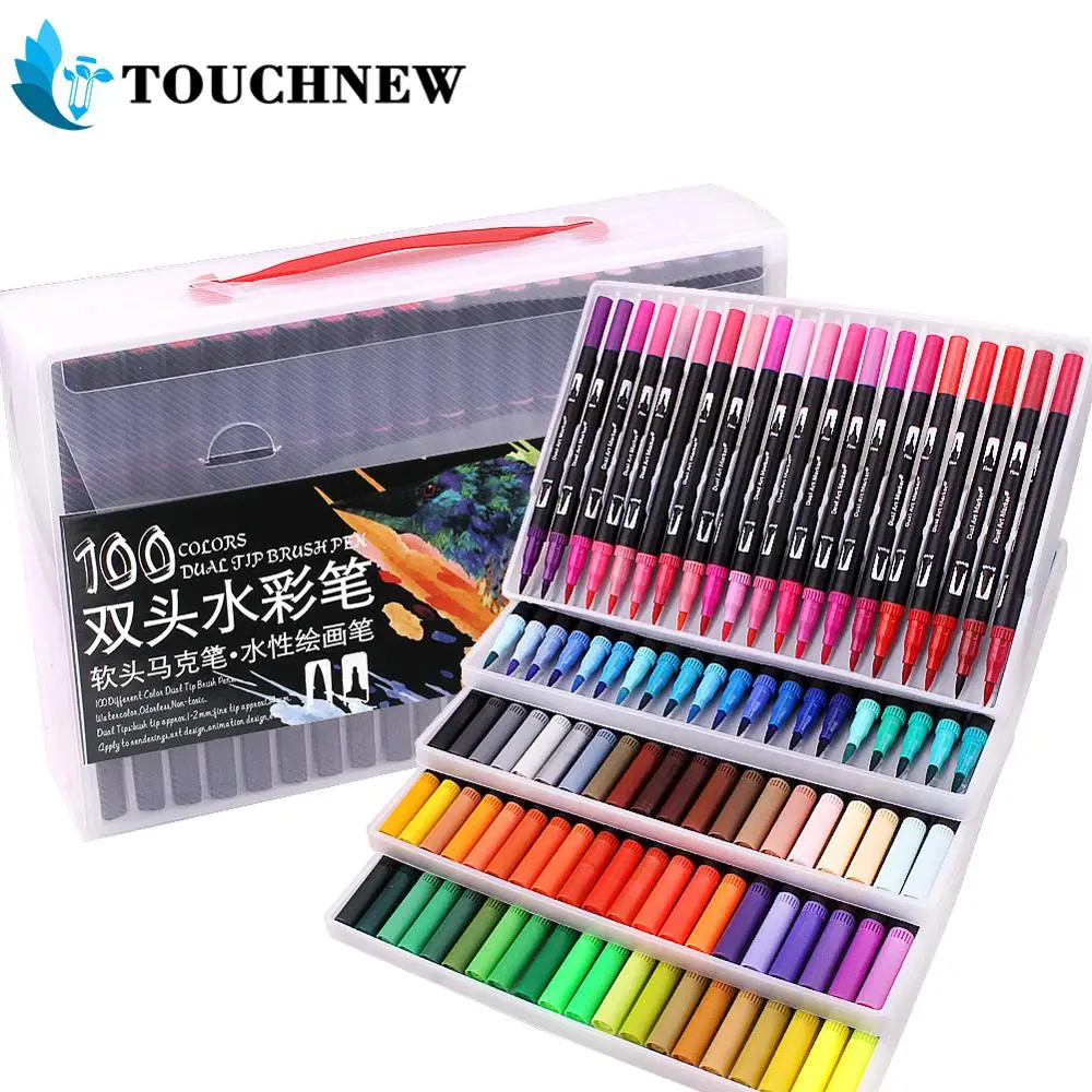 TOUCHNEW 48/60/72/100 цветов двусторонние маркеры для рисования|Маркеры рисования| |