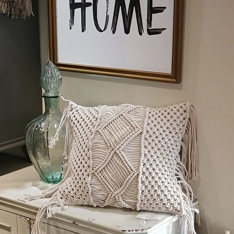 Наволочка в богемном стиле с геометрическим узором наволочка ручная работа