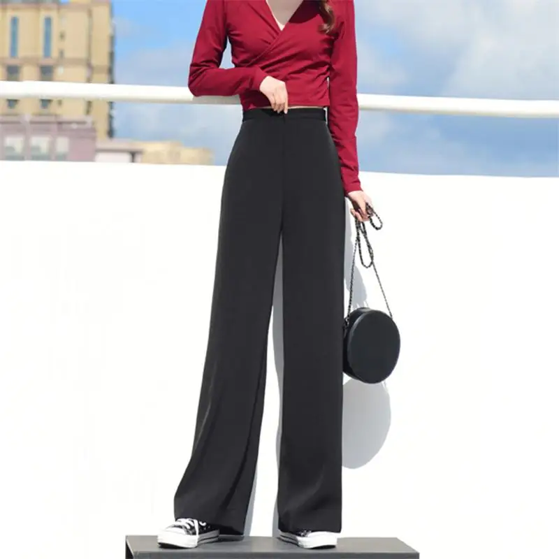 

Women 2020 Spring Autumn Wide Leg Pants Female New High Waist Straight Pantalones Versatile Loose Casual Mopping Trousers V110