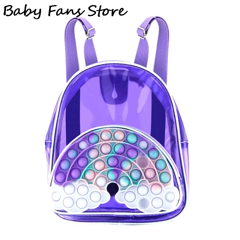 

Радужный школьный Радужный Детский рюкзак, прозрачный радужный Детский рюкзак из ПВХ для учебников, студенческие школьные ранцы, аниме антистресс