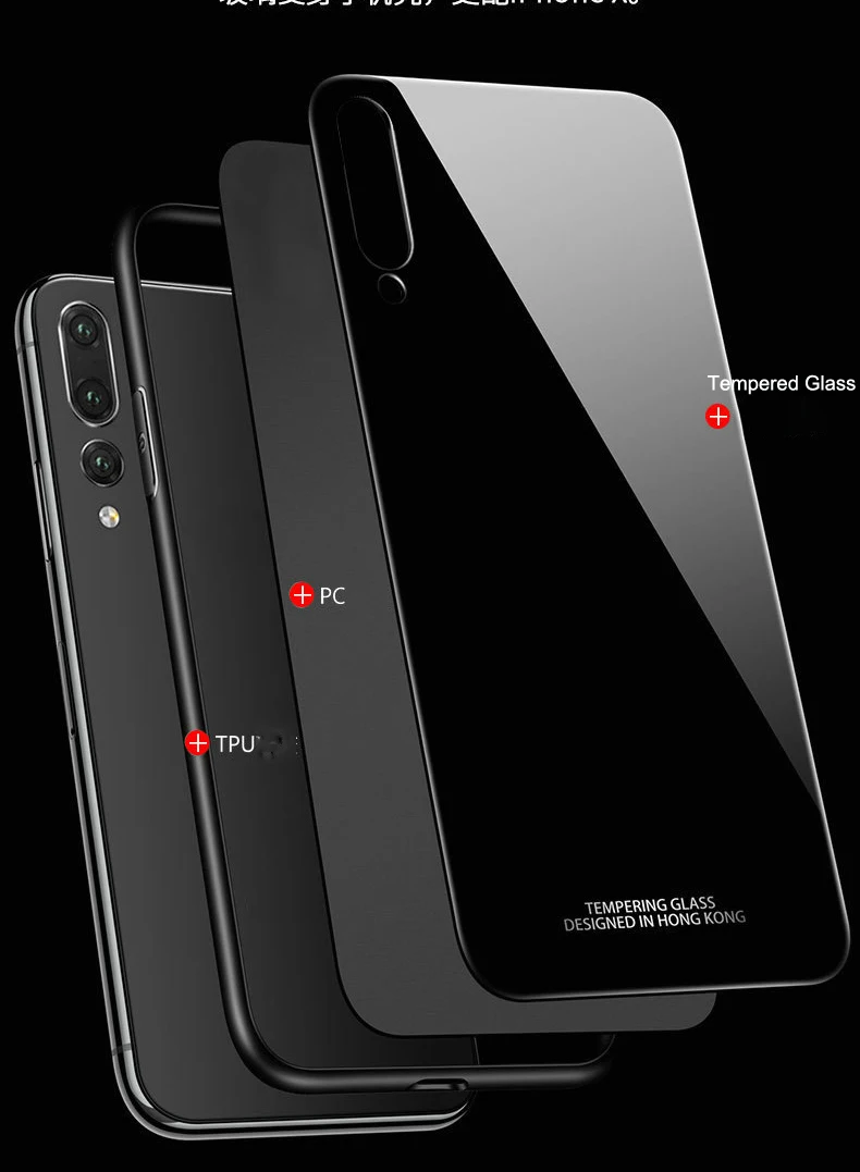 Чехол из закаленного стекла для Huawei P30 P20 Pro Lite простой жесткий чехол задней панели
